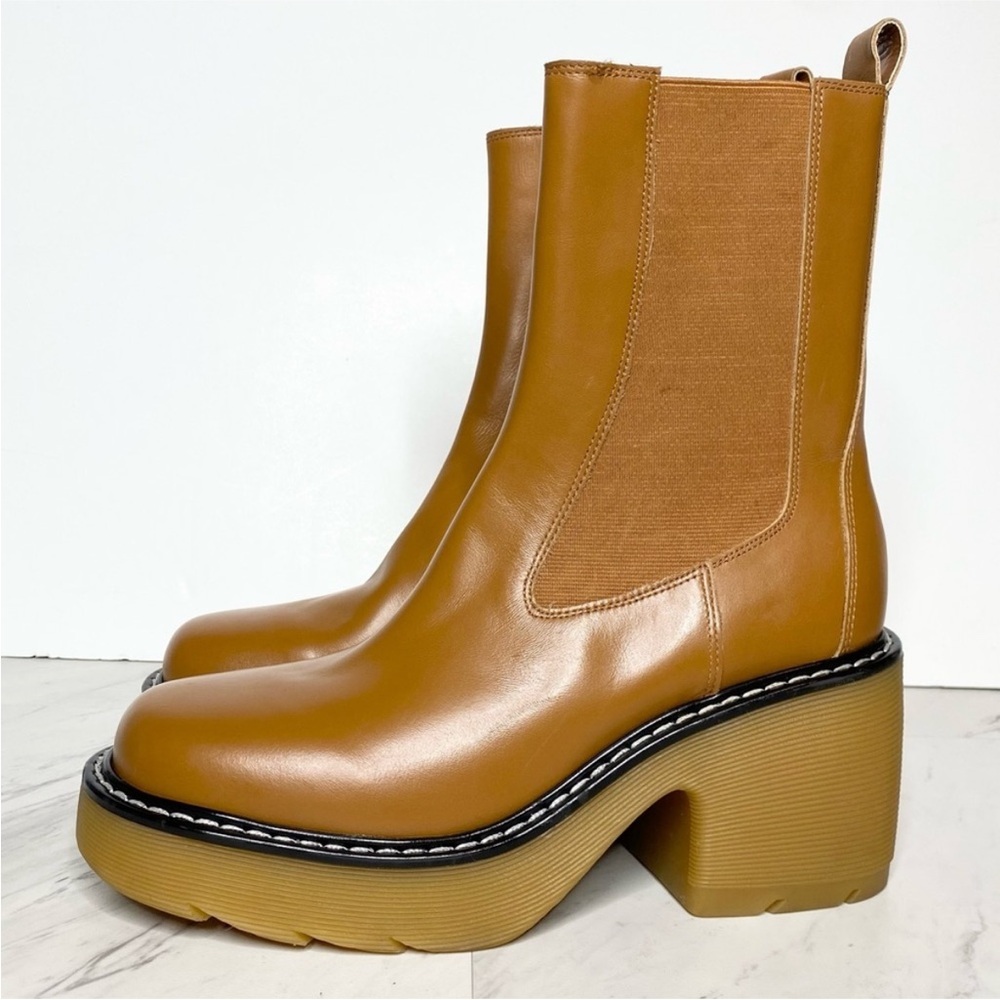 Marc Fisher Fredy Brown Leather Chunky Chelsea Heel Boot 9M